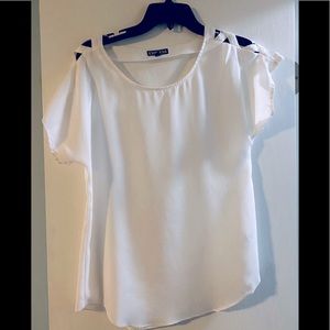 Express White criss cross shoulder shirt